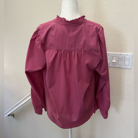 Xirena Halsey Button Down Shirt Blouse Large in Deep Rose long sleeve 100%Cotton - Picture 6 of 13